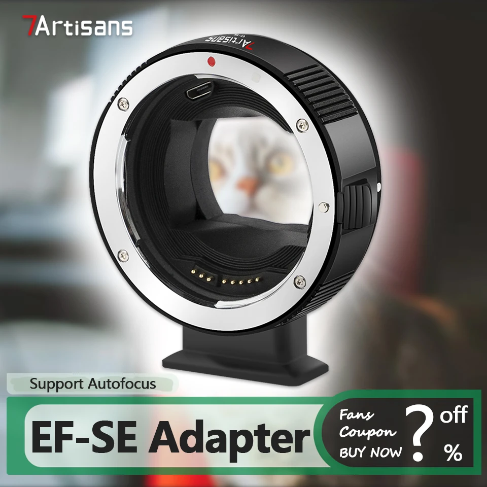 7artisans AF EF-SE Autofokus-Objektivadapter für Kamerafotografie Canon EF/EF-S Objektiv und Sony E-Mount A7R3 ZVE10 A6000 Image