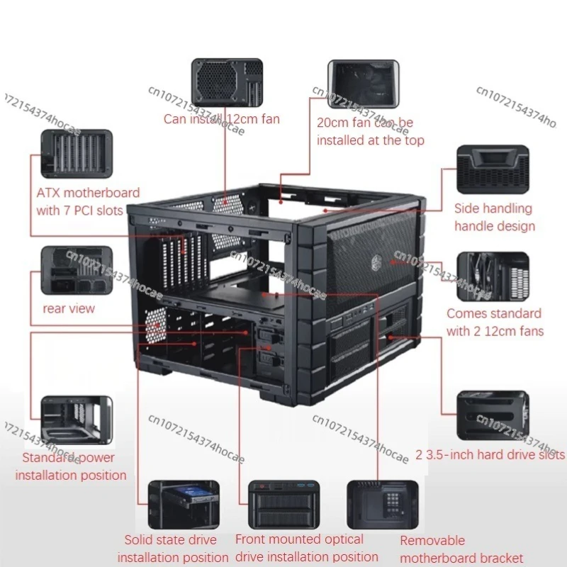 Sagittarius 8-Disk NAS, Backplane-Chassis ATX High Power MATX-Hauptplatine, volle Höhe, PCIe Synology UNRAID