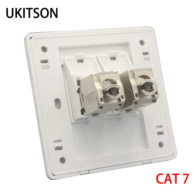 2 Ports CAT7 CAT6A RJ45-Wandfrontplatte mit Zinklegierung CAT.7 CAT.6A Keystone-Klinkenbuchse für 10G-Netzwerk-Computerpanel Image