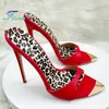 Rote Stiletto Hausschuhe Frauen Party Schuhe Gold Spitz Slip-On Sandalen Designer 2025 Sommer 12 CM Weibliche High Heels größe 33-46