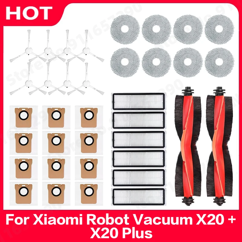 Für Xiaomi Roboter Vakuum X20 + / X20 Plus Teile Zubehör Wichtigsten Seite Pinsel Hepa-Filter Mopp Tuch Staubbeutel ersatz Image