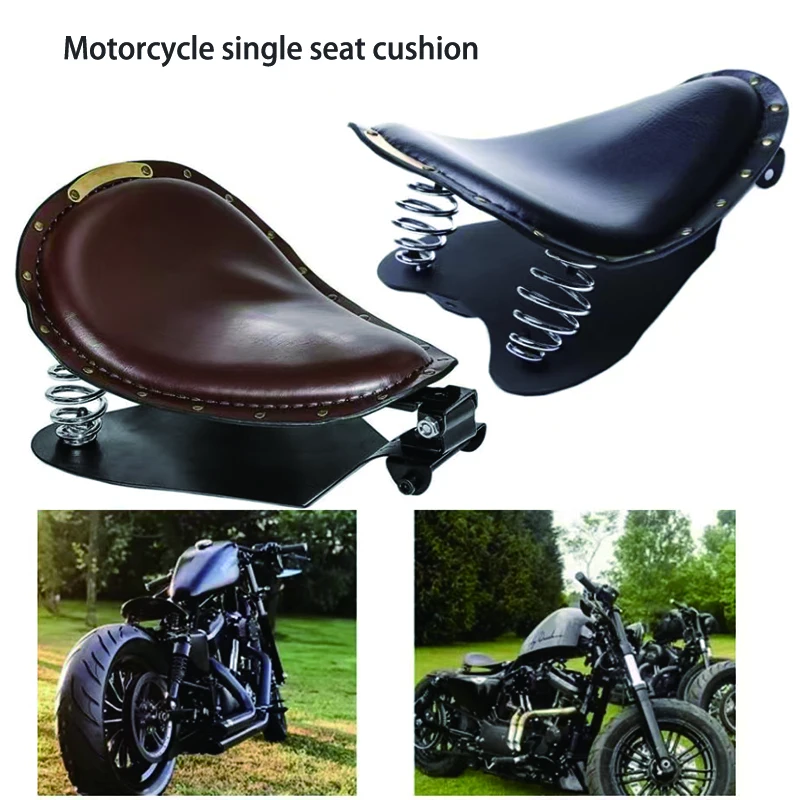 Universal Retro Leder Motorrad Solo Sitz Chopper Sattel Vintage Kissen Teile Für Harley Davidson Iron 883 Sportster Softail