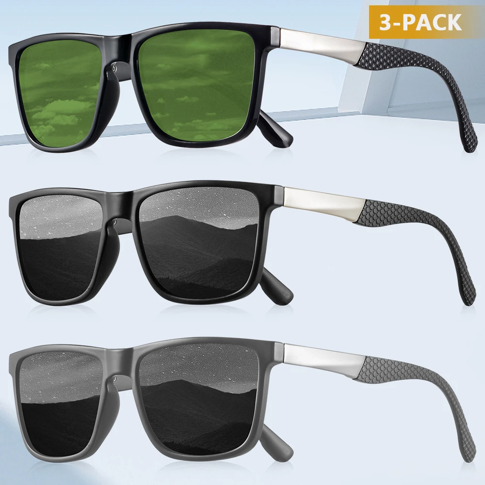 CRIXALIS 3PCS Mode Polarisierte Sonnenbrille für Frauen Trendy Vintage Quadrat Sonnenbrille Weibliche Outdoor Strand Shades UV Schutz Image