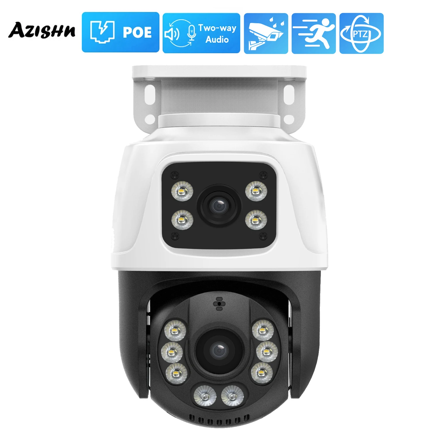 Xmeye 6mp poe ptz Doppel objektiv IP CCTV-Kamera Video überwachung Sicherheit im Freien Zwei-Wege-Audio Straße Onvif Voll farbe Auto Track Image