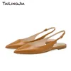 Braune Damen-Flats mit spitzer Zehenpartie, stilvolle schwarze Slingbacks, elegante Damen-Schuhe zum