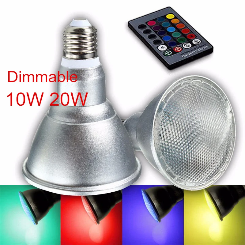 Dimmbare 10W 20W PAR30 PAR38 E27 RGB LED Licht Farbwechsel Glühbirne Spot Flut Lampe Mit Fernbedienung AC110V 220V Image