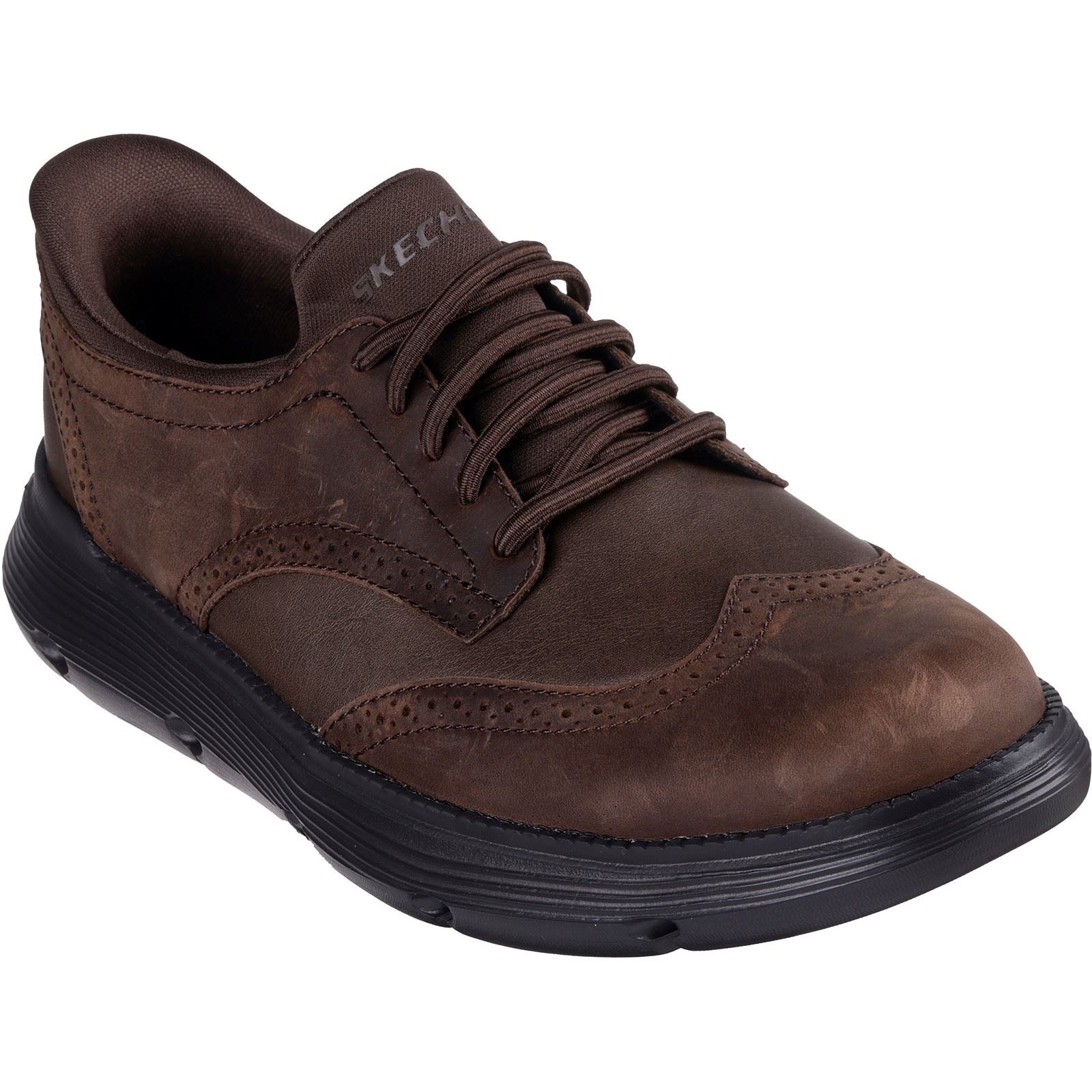 Skechers Garza Sully Herrenschuhe aus Leder in Kakao mit Schnürung