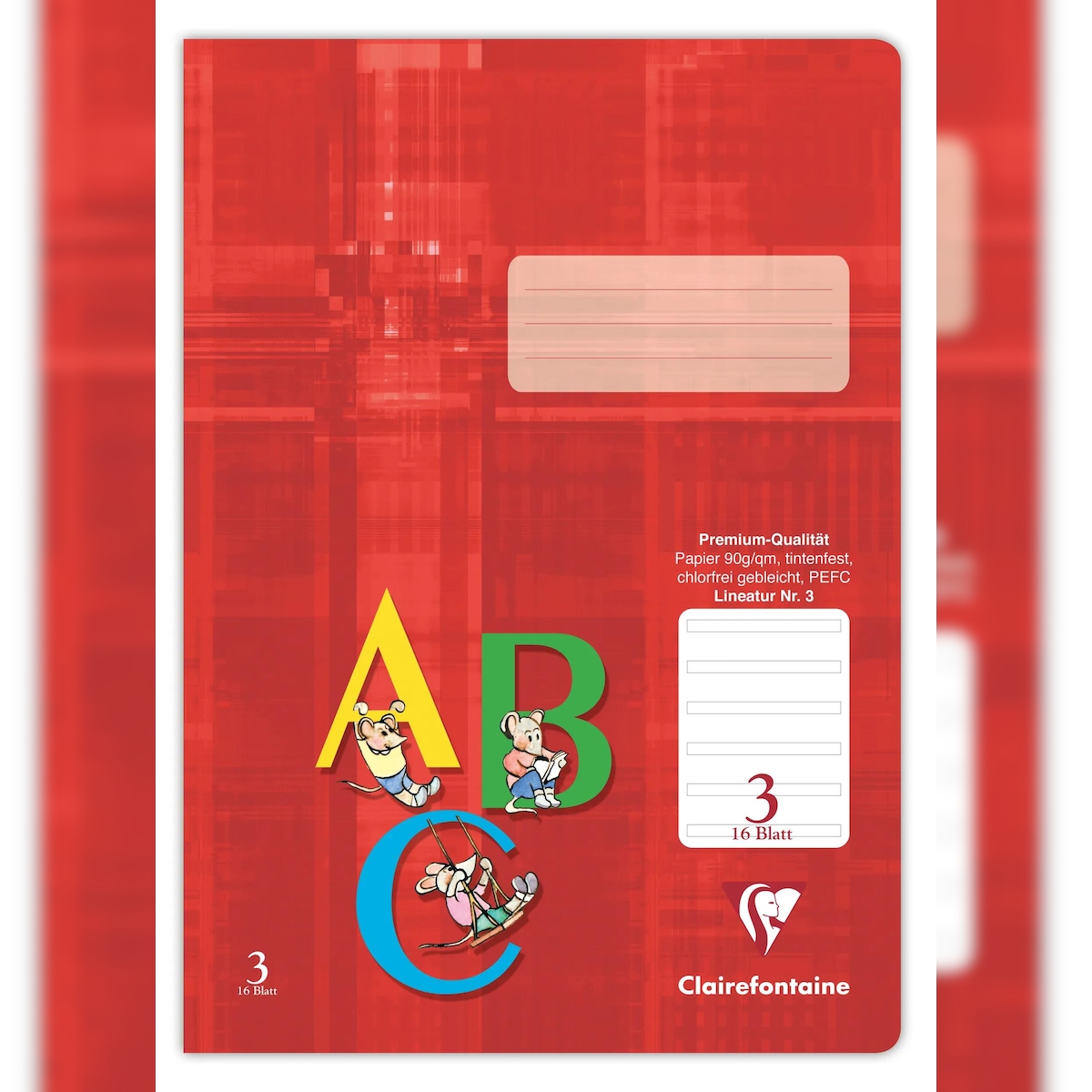 Clairefontaine 25x Schulheft Clairefontaine, DIN A4, 16 Blatt, 90g, Lineatur 3 liniert für 3. Schuljahr - Rot 331003C Image