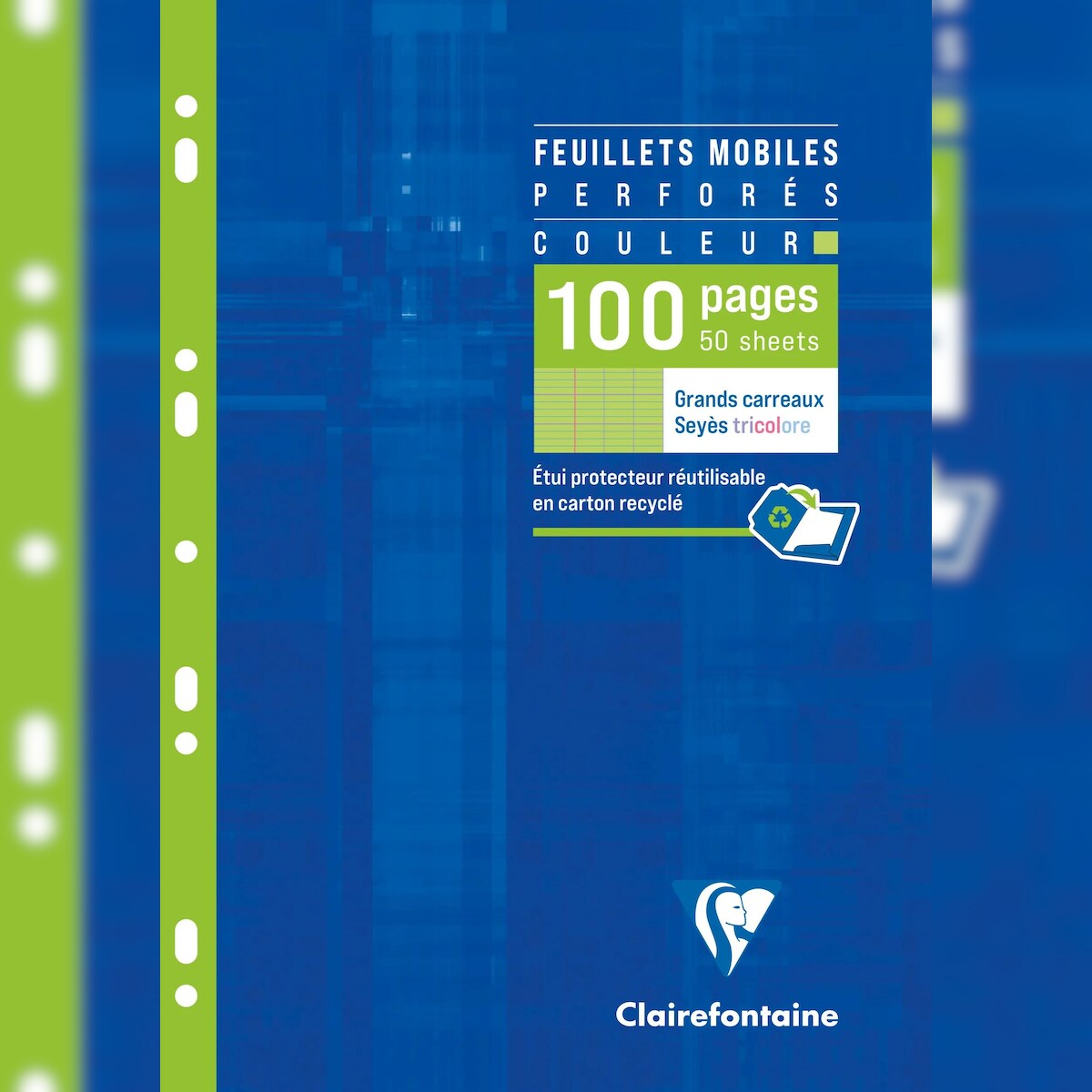 Clairefontaine 10x Farbige Ringbucheinlagen A4, Packung mit 50 Blatt 90g gelocht, französische Lineatur - 1745C Image