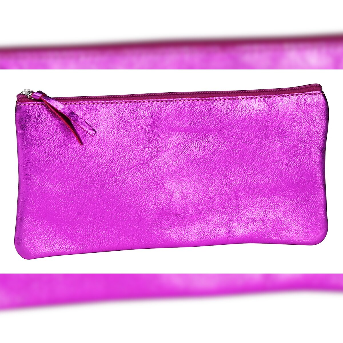 Clairefontaine 4x Schlampermäppchen aus Leder Cuirisé flach 22x11cm - Himbeer 8717C Image