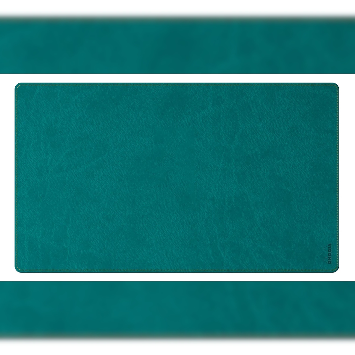 Rhodiarama, weiche/flexible Schreibunterlage M (80x40 cm) aus italienischem Kunstleder, gerollt in Schachtel aus Kraft - Pfaugrün 194276C Image