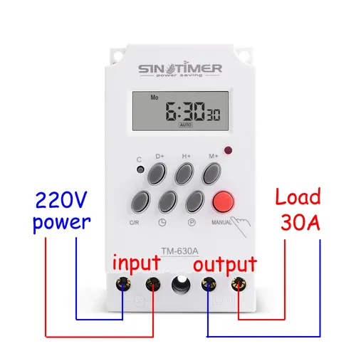 SINOTIMER 30A 220V AC 12V Volt DC Din Rail minuterie numérique interrupteur électronique 7 jours