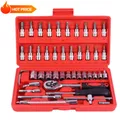 46 pz/set Chiave A Bussola Kit di Strumenti di Riparazione Fai Da Te Cacciavite A Cricchetto per la Riparazione Auto Hardware Cassetta Degli Attrezzi per Riparazione Auto e Uso Domestico