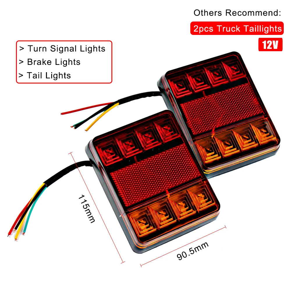 2 pz/set 8 LED Fanale posteriore per auto Lampade posteriori Luci di avvertimento Fanali posteriori Car Styling DC 12V Parti posteriori per rimorchio Camion Barca