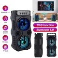 Altoparlante wireless portatile da esterno Doppio subwoofer stereo musicale da 3 pollici Alimentatore USB per bassi per feste danzanti Karaoke in famiglia