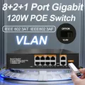 Switch POE Gigabit completo Switch di rete Ethernet a 11 porte Non gestito 8 POE +2 RJ45 +1 porte SFP Uplink 120W VLAN IEEE 802.3af/at