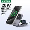 UGREEN 3-in-1 MFi 15W MAX Supporto per caricabatterie wireless magnetico Qi2 Ricarica per iPhone 16 Pro Max/AirPods 4 Per caricabatterie rapido MagSafe