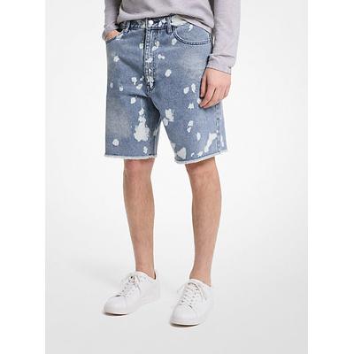 Michael Kors Frayed Splattered Denim Shorts Blue 32