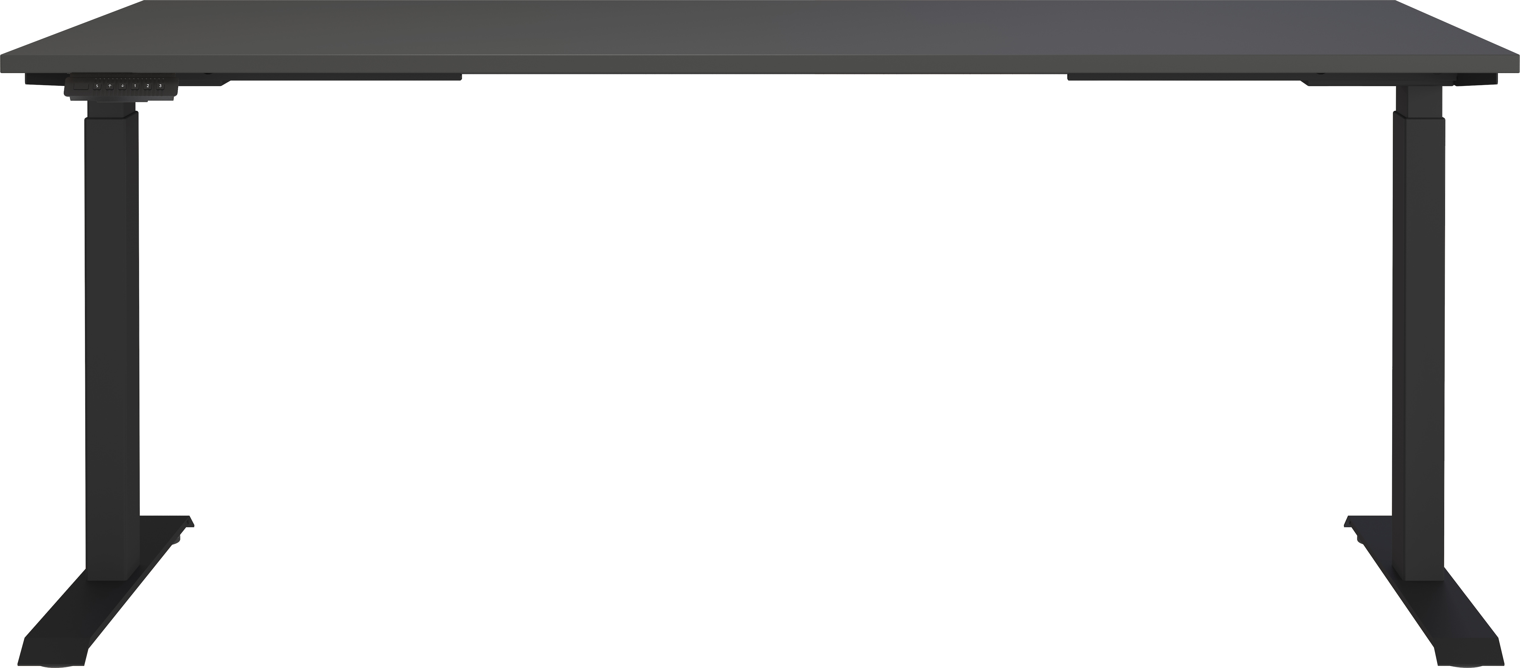 Schreibtisch GERMANIA "Lemont", grau (graphit, schwarz, graphit), B:180cm H:72cm T:80cm, Tische, Schreibtisch, Elektrisch höhenverstellbarer Schreibtisch