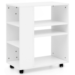 KADIMA DESIGN Regal WL5.694 Weiß 60 x 75 x 35 cm Regalwagen mit Rollen Holz, Schmales Küchen-Regal, Telefontisch Rollwagen Modern, Bücher-Regal schmal Image