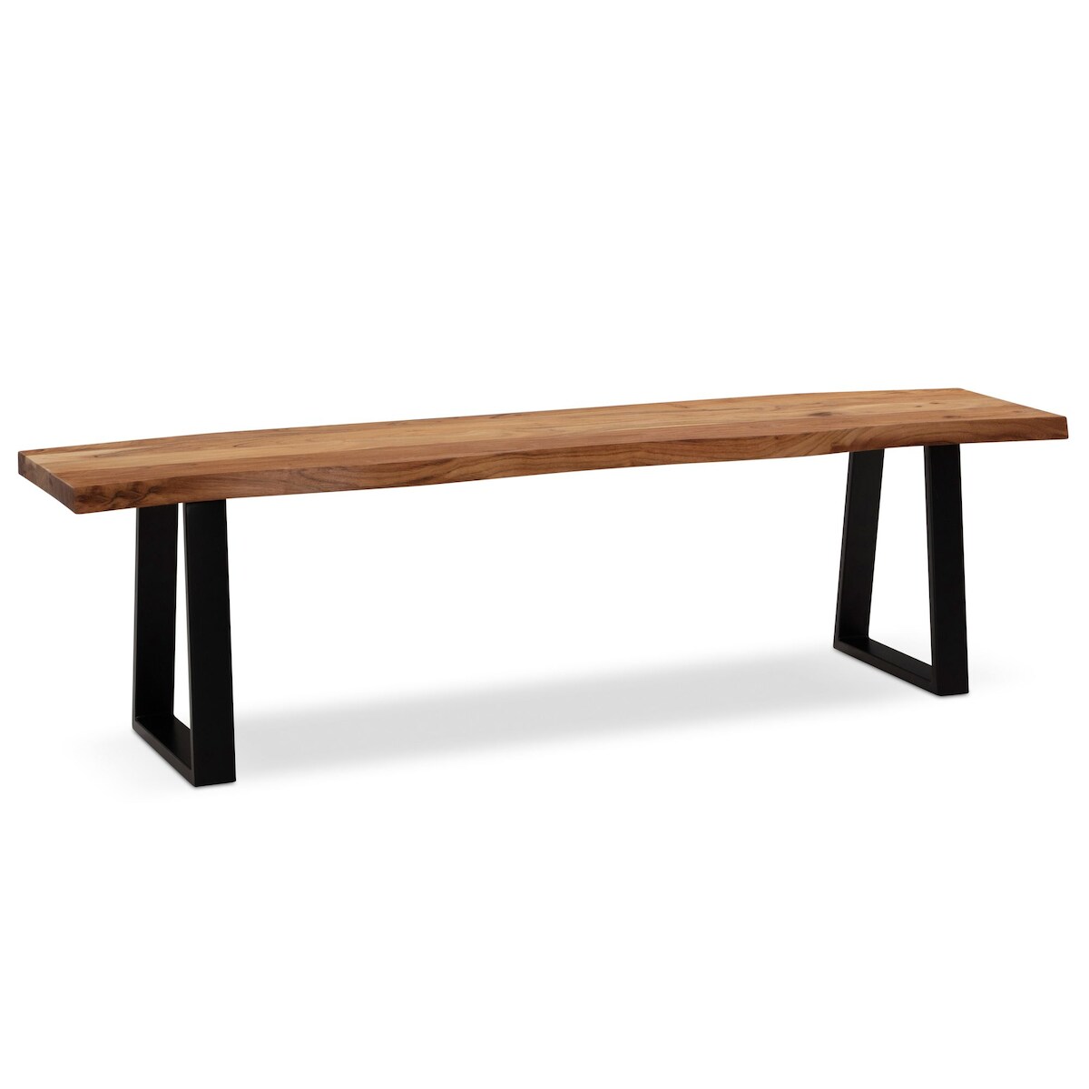 KADIMA DESIGN Esszimmerbank 120x40x45,5 cm Akazie Massivholz / Metall mit Baumkante, Esstischbank Holzbank Massiv ohne Lehne, Küchenbank Essbank Modern, Sitzbank Image