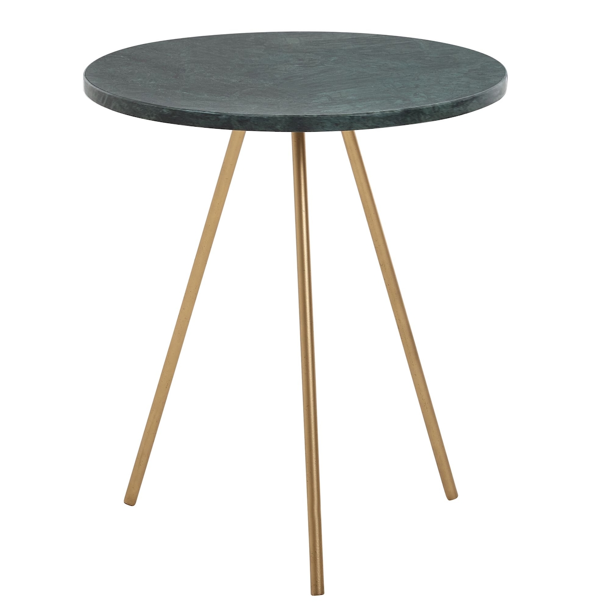 KADIMA DESIGN Beistelltisch Echter Marmor Grün 38x38x44cm Anstelltisch Metall Gold, Kleiner Dreibein Sofatisch Rund, Wohnzimmertisch Couch Modern, Couchtisch Image