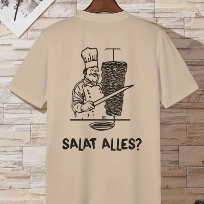 TEMU Cartoon Kebabs Salads Spring And Summer Men's Short-sleeved T-shirts Printed Tops Summer T-shirts Image
