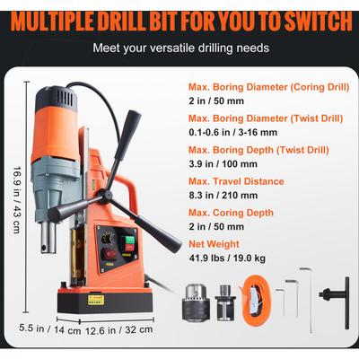 Mophorn - Magnetbohrmaschine, 1550 w, 1,57 Zoll Bohrdurchmesser, 2922 lbf/13000 n, tragbare Image