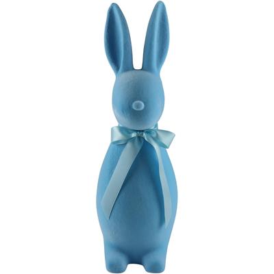 Dekofigur AM DESIGN "Hase mit Schleife in samtiger Flock-Haptik", blau, B:20cm H:68cm T:68cm, Dekofiguren, Osterdeko, in zwei Größen Image