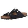 Pantolette MAN'S WORLD, Herren, Gr. 41, blau (dunkelblau), Veloursleder, klassisch, Schuhe, Schlappen, Sommerschuh, Hausschuh mit vorgeformtem Fußbett