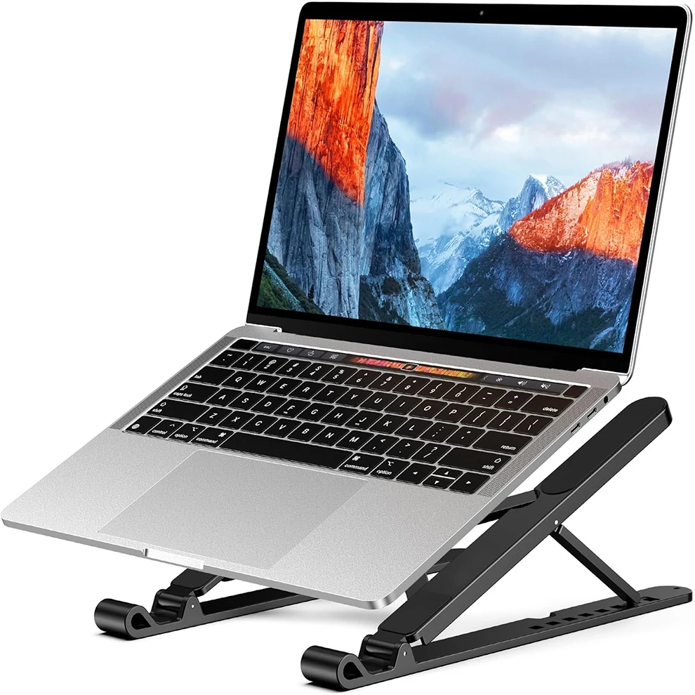Ergonomischer Laptopständer, Laptop-Erhöhung aus Kunststoff, tragbarer und verstellbarer Notebook-Computerhalter, kompatibel mit 10-15,6-Zoll-Laptops Image