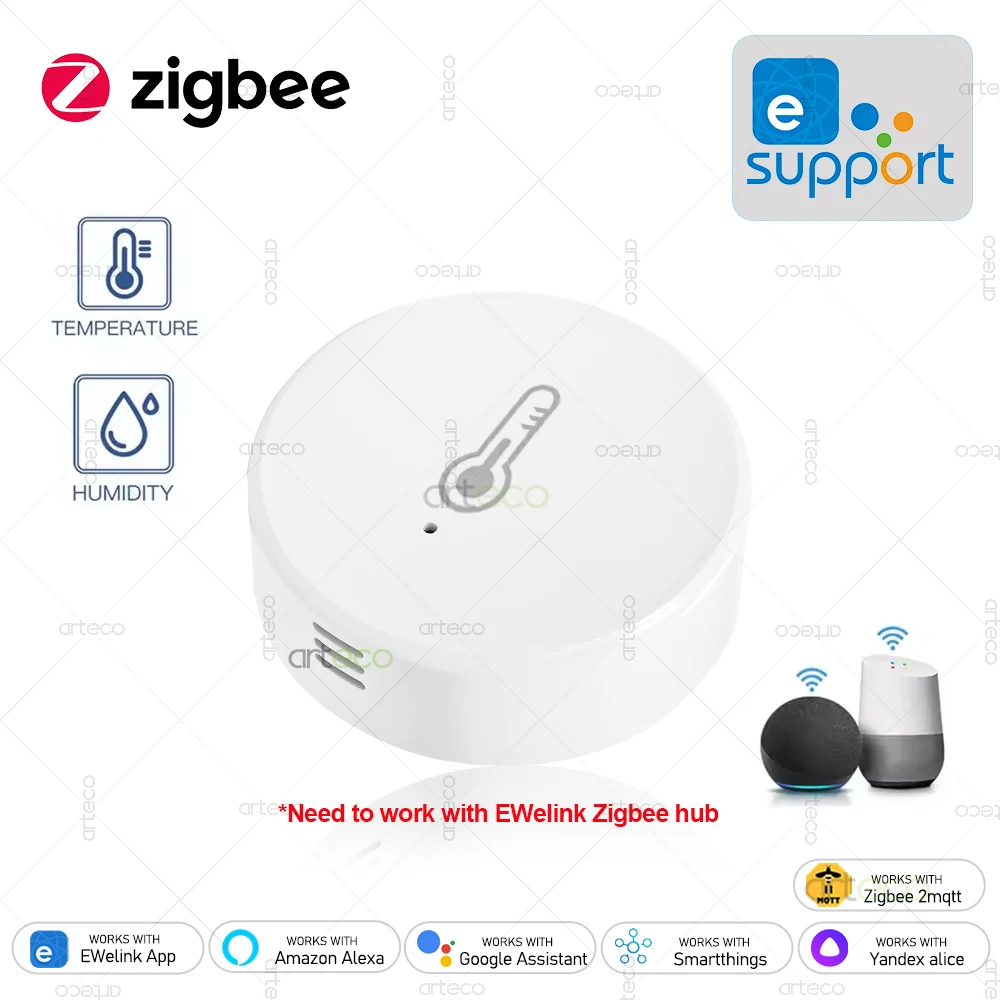 Ewelink ZigBee Smart Temperatur Feuchtigkeit Sensor Batterie Powered APP Steuerung Thermometer Hygrometer Controller Für Alexa Google Image