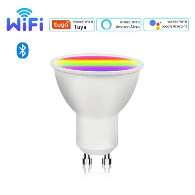 WiFi GU10 LED Light Bulb Dimmable 5W RGB Smart LIfe APP Work With Alexa Google Home Lamps Spotlights Dimmable Colour 110V 220V