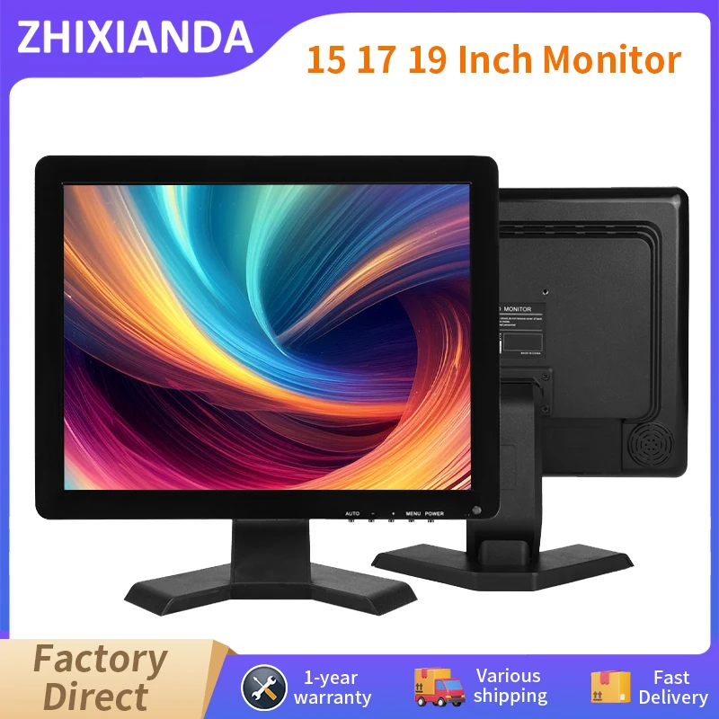 Zhixianda 15 17 19 Zoll 4:3 Tragbarer CCTV-HD-LCD-Display-Computer mit gleichem Design, kein Touch-Funktionsmonitor für Kamera, PS3, PS4, POS