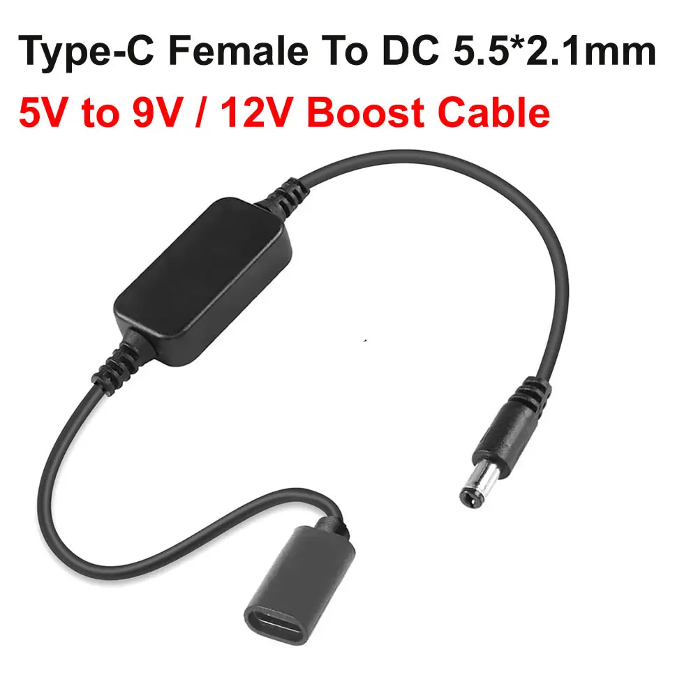USB Typ C Buchse auf 5,5 x 2,1 mm 5 V 9 V 12 V Boost-Stromversorgungskabel für Router, LED-Licht, Lautsprecher, CCTV-Kamera, Ladegerät, Boost-Kabel Image