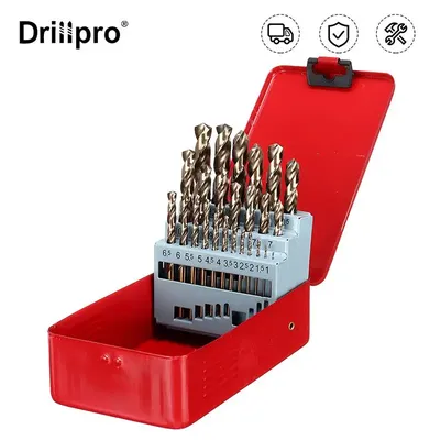 Drillpro 13pcs M35 Drill Bit Set High Speed Steel Cobalt Twist Drill Hole With Metal Case For Wood Metal Drilling