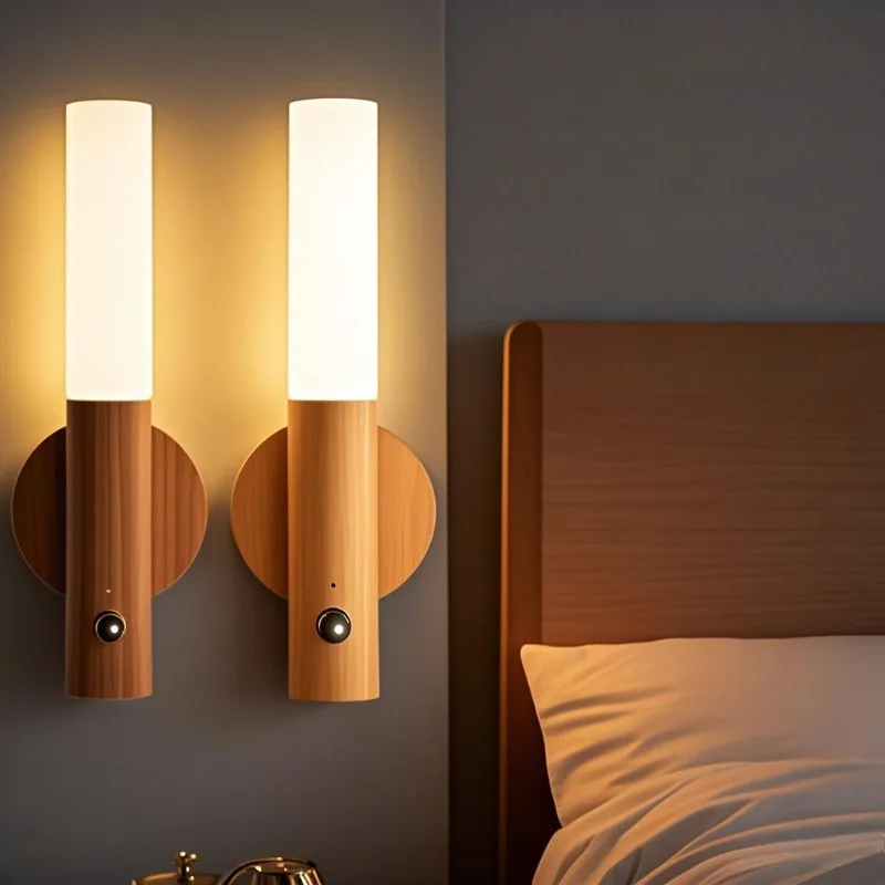 Nachtlichter mit Bewegungsmelder, Magnet, wiederaufladbar, kabellose LED-Wandleuchte, tragbare Dekoration, Innen-Taschenlampe, Beleuchtung für Schlafzimmer