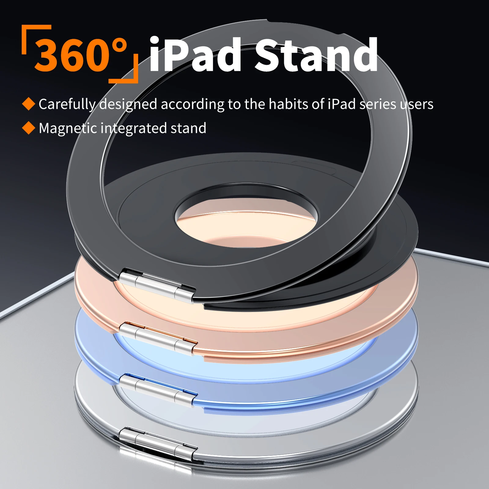 360 ° Rotierende magnetische Halterung für alle Tablets, universeller Metallhalterungsständer, langlebiges 360-Grad-Drehung-Tablet-Zubehör Image