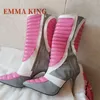 Damen-Stiefeletten mit Stiletto-Absatz, sexy spitze Zehen, mehrfarbig, weiches Leder, Botas 2025, neue modische Schuhe mit seitlichem Reißverschluss, Größe 35–44