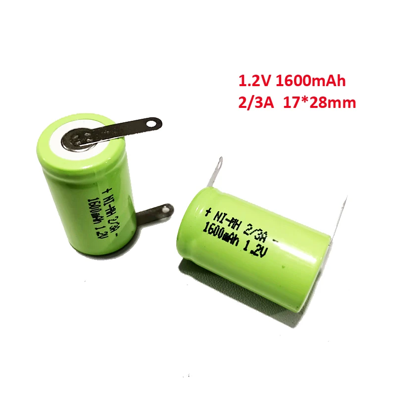2/3A NI-MH Akku 1,2 V 1600mAh für Philips HQ26 HQ26/EINE Elektrische Rasierer 17*28mm Image