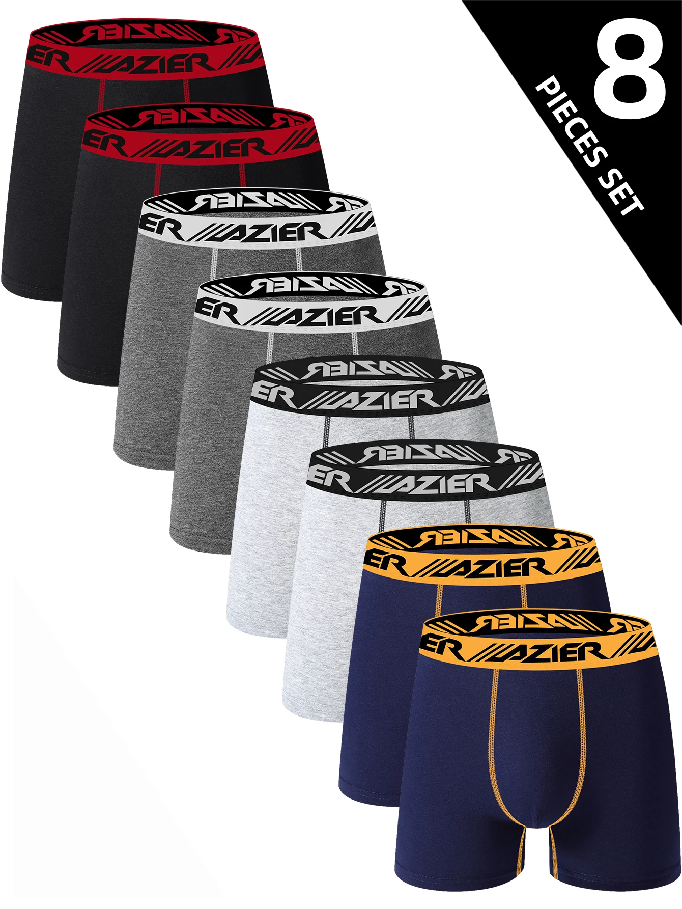 8PCS Herrenunterwäsche, atmungsaktiv, weich, bequem, lange Boxershorts für Herren, trendige Mode, einfache High-End-Männer, klassische Leggings Image