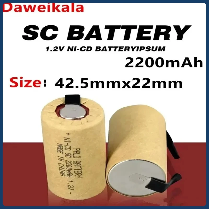 1,2 V Akku SC Akku 1,2 V 2200 mAh Sub C NI-CD Zelle mit Schweißlaschen für elektrische Bohrmaschine Schraubendreher DIY BATTERIE Image