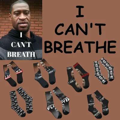 George Floyd I Can't Breathe Socken Justice For George Floyd Lässige Strümpfe Herren Weiche, atmungsaktive Socken Herbst Anti-Rutsch-Socken