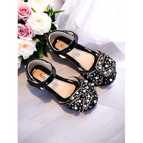 Mary-Jane-Schuhe für Mädchen mit Strass-Schleife – glitzernde, mit Perlen verzierte Party-Ballerinas für Hochzeiten und besondere Anlässe Image