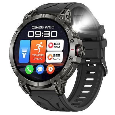 2025 New 1.85-inch HD Screen 760mAh Large Battery LED Flashlight Bluetooth Call Sport Mode All-weather Health Monitoring Smart Watch