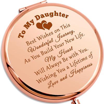 Rose Golden Compact Mirror for Daughters - Perfect Gift for Birthdays Graduations Valentine's Day and Mother's Day