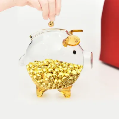 Mini Pig Money Jar Golden Beans Box Clear Jar Pig Shape Bank Portable Coin Bank Container Box