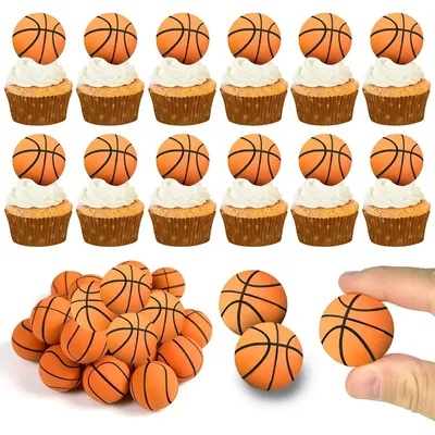 20pcs Basketball Cake Topper Mini Basketball Sports Theme Cupcake Toppers for Basketball Enthusiasts