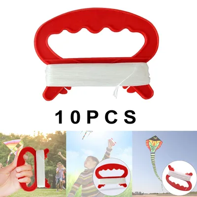 10Pcs Flying Kite Spool Handle with 98Feet Line Kite String for Family Kids Toy Outdoor Game