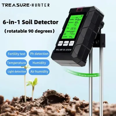 6 in 1 Soil Detector Soil Tester PH Temperature Humidity Sunlight Air Moisture Nutrient Fertility